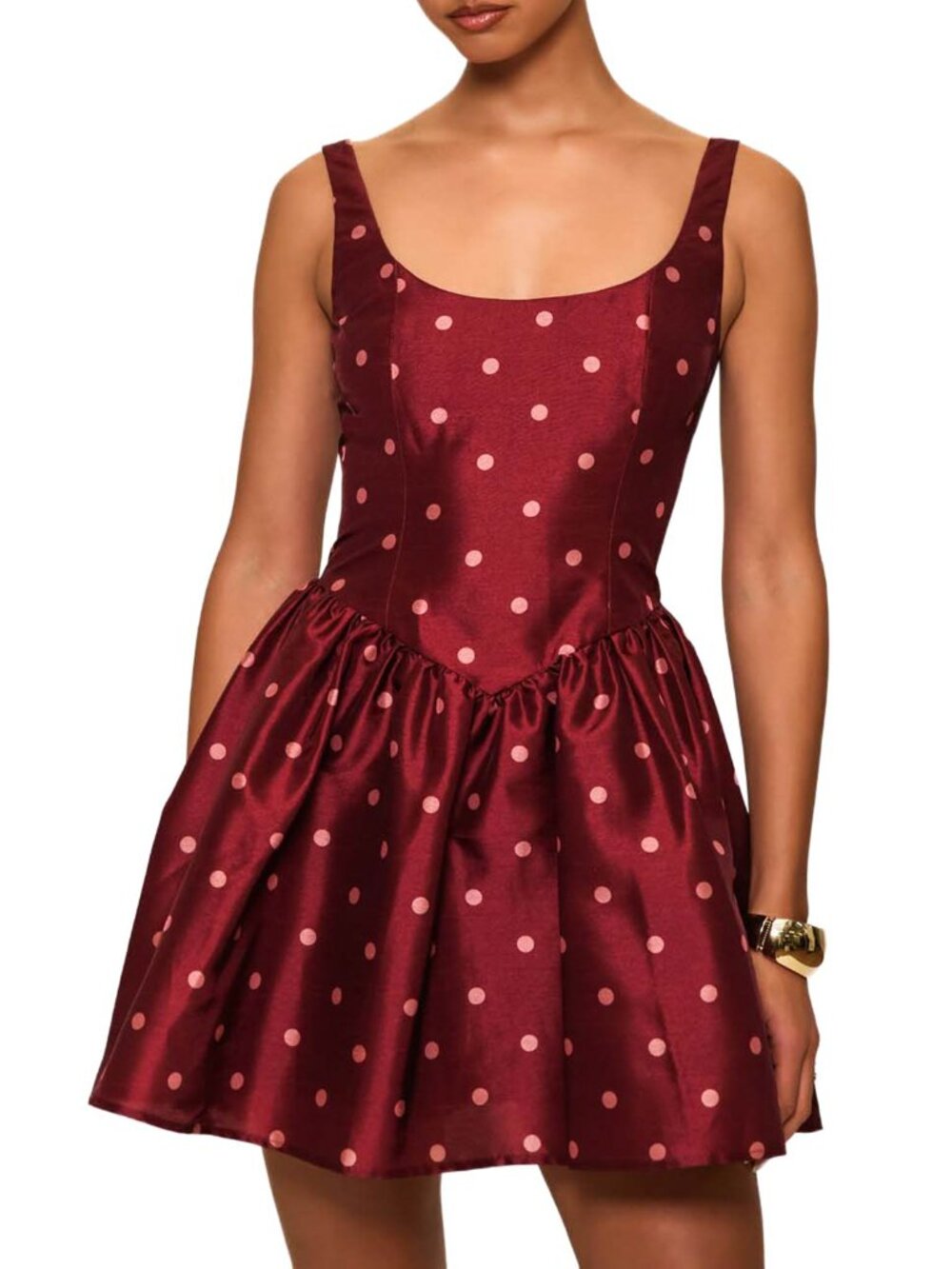Hutch Soleil Drop-Waist Burgundy Polka Dot Mini Party Dress size 6 NWT